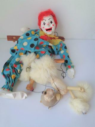 Vintage 1950s Teto the Clown Marionette String Puppet Hazelle Toy 2