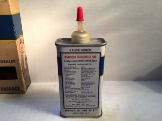 Vintage Richfield Oil Can NOS Handy Oiler Full 4 Oz rare tin Sunoco Oilzum Shell 3