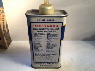 Vintage Richfield Oil Can NOS Handy Oiler Full 4 Oz rare tin Sunoco Oilzum Shell 4