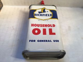 Vintage Richfield Oil Can NOS Handy Oiler Full 4 Oz rare tin Sunoco Oilzum Shell 8