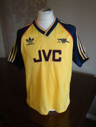 Arsenal 1988 - 1990 Adidas Away Shirt Large Rare Vintage Trefoil