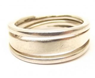 Vtg Anna Greta Eker Sterling Silver Ring Sz 7.  75 Norwegian Modernist Norway Coil