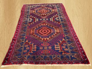 Authentic Hand Knotted Vintage Afghan Taimani Balouch Wool Area Rug 5 X 3 Ft