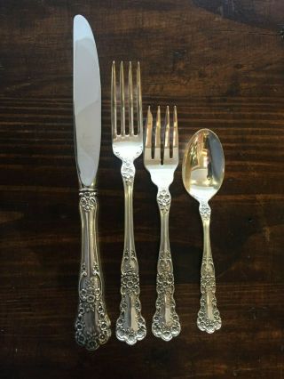 Gorham Buttercup Sterling 4pc Place Setting 9 1/4 Modern Knife & Large Fork