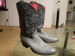 RARE Vintage EXOTIC 90 ' s TONY Lama El PASO Grey WESTERN Boots LARGE 12 D BID 4