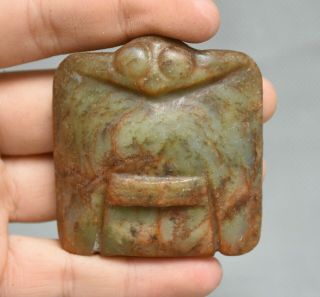 2.  2 " Old Chinese Hongshan Culture Jade Carved Eagle Birds Pendant Amulet