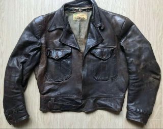 Vtg 30s 1930s California Sportogs Leather Motorcycle Jacket S