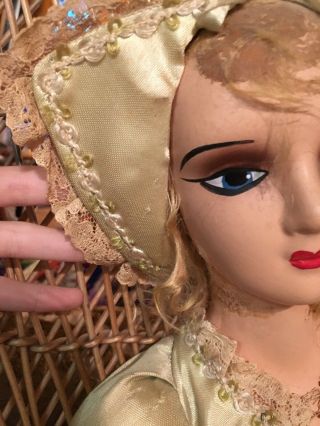 1930s 1920s VINTAGE ANTIQUE French Budoir Doll LARGE 29 Inches Rare Flapper 3