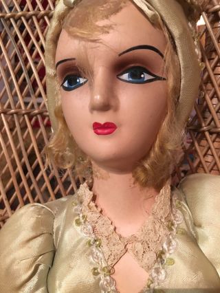1930s 1920s VINTAGE ANTIQUE French Budoir Doll LARGE 29 Inches Rare Flapper 6