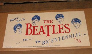 1976 Bring Back The Beatles For The Bicentennial Large Sticker Decal Shape