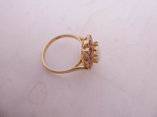 Fine 9ct/9k gold opal & ruby large cluster ring,  375 2