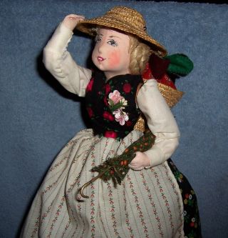 Vintage Artist Ilse Ludecke German Cloth Character Doll &papers Paintd Face Jule