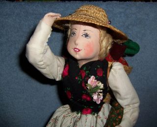 Vintage Artist ILSE LUDECKE German Cloth Character Doll &Papers Paintd Face JULE 3