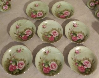 Vintage Lefton China,  Heritage Green Pink Roses Coffee Set Hand Painted 19 Piece 4