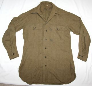 Wwii G.  I.  Mustard Color Wool Combat Field Shirt