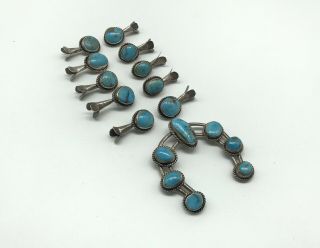 Early Squash Blossom Sterling Silver Turquoise Set Naja Vintage Native American