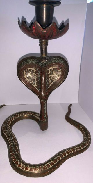 Vintage Brass Cobra Candle Stick Holder Set Of 2 4