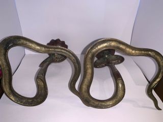Vintage Brass Cobra Candle Stick Holder Set Of 2 8