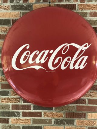 Large Vintage Coca Cola Soda Pop 36 " Button Sign