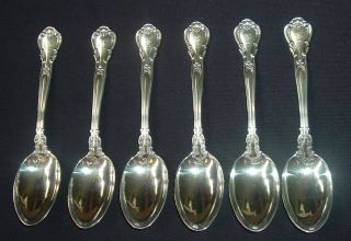 6 Gorham Sterling Silver Teaspoons Chantilly Pattern 5 7/8 " 1895 Mono " E "