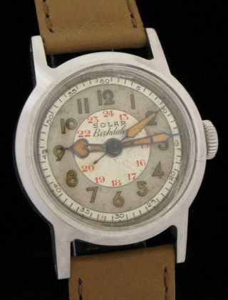 AWESOME WW2 Vintage GALLET SOLAR BIRKDALE Canadian Military Watch F BORGEL Case 2