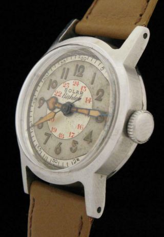 AWESOME WW2 Vintage GALLET SOLAR BIRKDALE Canadian Military Watch F BORGEL Case 4