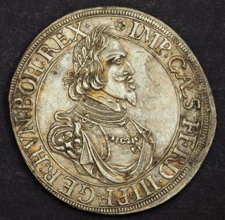 1642,  Augsburg (city),  Ferdinand Iii.  Silver " City - View " Thaler Coin.  Rare