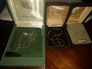 Vintage 14k opal pendant necklace serpentine bracelet and stud earrings set 2