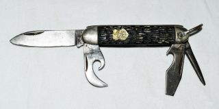Vintage Imperial Official Boy Scout Bsa Black Pocket Knife 3 Tools & Knife Usa