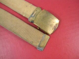 WWII Era US Army Officer ' s Canvas Trouser Belt - Khaki Color - Waist Size to 39 