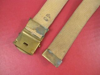 WWII Era US Army Officer ' s Canvas Trouser Belt - Khaki Color - Waist Size to 39 