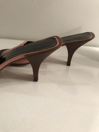 Vintage Gucci GG Monogram Canvas Leather Logo Pink Slide Heel Sandal Size 7B 3