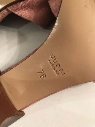 Vintage Gucci GG Monogram Canvas Leather Logo Pink Slide Heel Sandal Size 7B 7