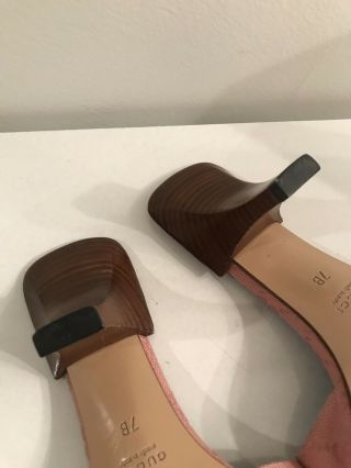Vintage Gucci GG Monogram Canvas Leather Logo Pink Slide Heel Sandal Size 7B 8