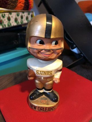 Vintage Orleans Saints Bobblehead Bobble 1960 ' s gold smiling football NFL 2