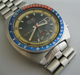 Vintage Seiko Pogue Automatic Chronograph,  Day/date,  Stainless Steel,  Cal 6139b