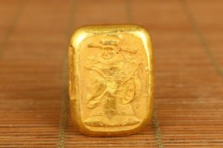 Chinese Old Brass Not Gold Bar God Of Wealthy Collectable Art Coin