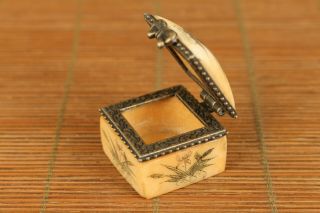 Mini Unique Japanese Old Hand Carved Flower Box Netsuke Gift