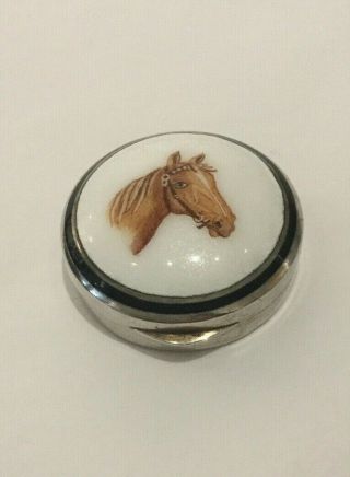 Rare Vintage Cartier Sterling Silver.  925 Horse Enamel Pill Box Case Italy