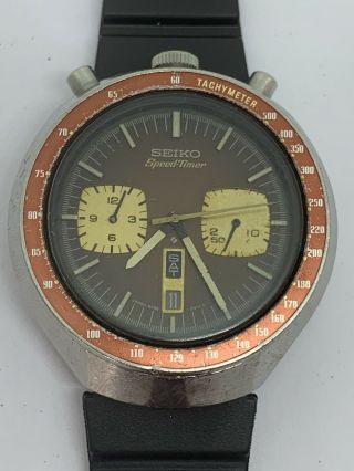 Vintage Seiko Automatic Chronograph Speed Timer Bullhead 6138 - 0040 Not Reserve