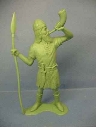 Vintage Louis Marx 6  Viking With Spear Light Green Plastic.