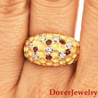 Vintage Diamond Ruby 18k Yellow Gold Ring 6.  9 Grams Nr