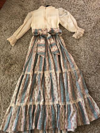 Gunne Sax by Jessica Off White w Small Floral Print Long Prairie Dress Size 9 5