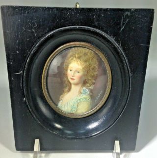 Antique French Miniature Portrait Artist Signed " Louise Of Prussia Queen "
