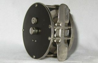 Old antique vintage fly fishing reel unmarked hard rubber nickel silver 2 