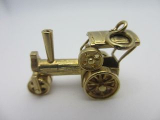 Moving Steam Traction Engine 9k Gold Pendant Charm Vintage English 1968 Tbj06510
