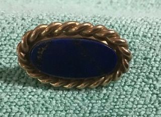 Vintage Estate 14k Gold Blue Stone Tie Clip 6 Grams