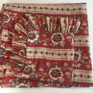 Vintage Ralph Lauren Duvet CoverRed Blue Floral Queen/ Full 1 Ruffled Sham RARE 3