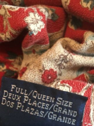 Vintage Ralph Lauren Duvet CoverRed Blue Floral Queen/ Full 1 Ruffled Sham RARE 4