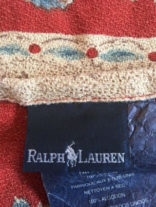 Vintage Ralph Lauren Duvet CoverRed Blue Floral Queen/ Full 1 Ruffled Sham RARE 5